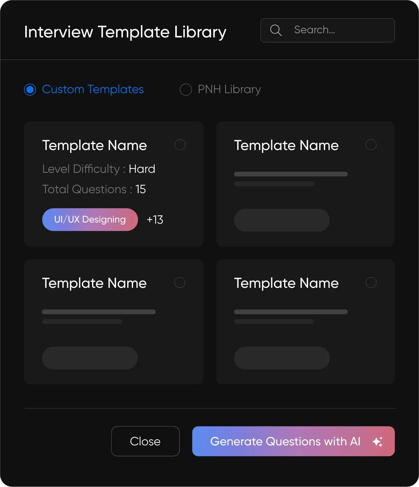 Interview template library